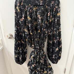 By TiMo Black Floral Metallic Tiered Georgette Maxi Dress